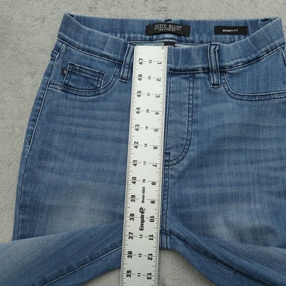 Judy Blue Pull On Jeans Junior's Size 5/27 Blue High-Rise Skinny Fit 28" Inseam - Picture 7 of 16